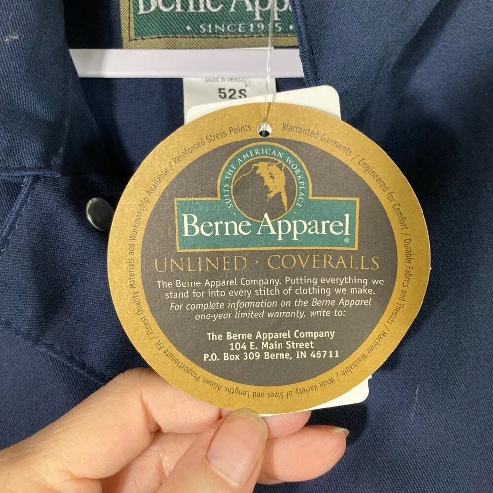 Mens Berne Apparel Navy Unlined‎ CoverallsNavy  NWT 52S